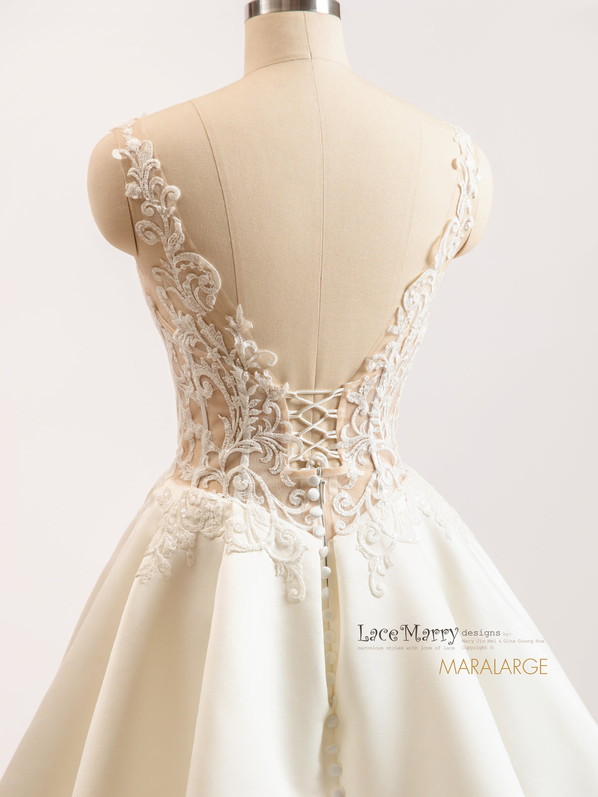 MARALARGE / Satin Skirt A Line Wedding Dress with Slit