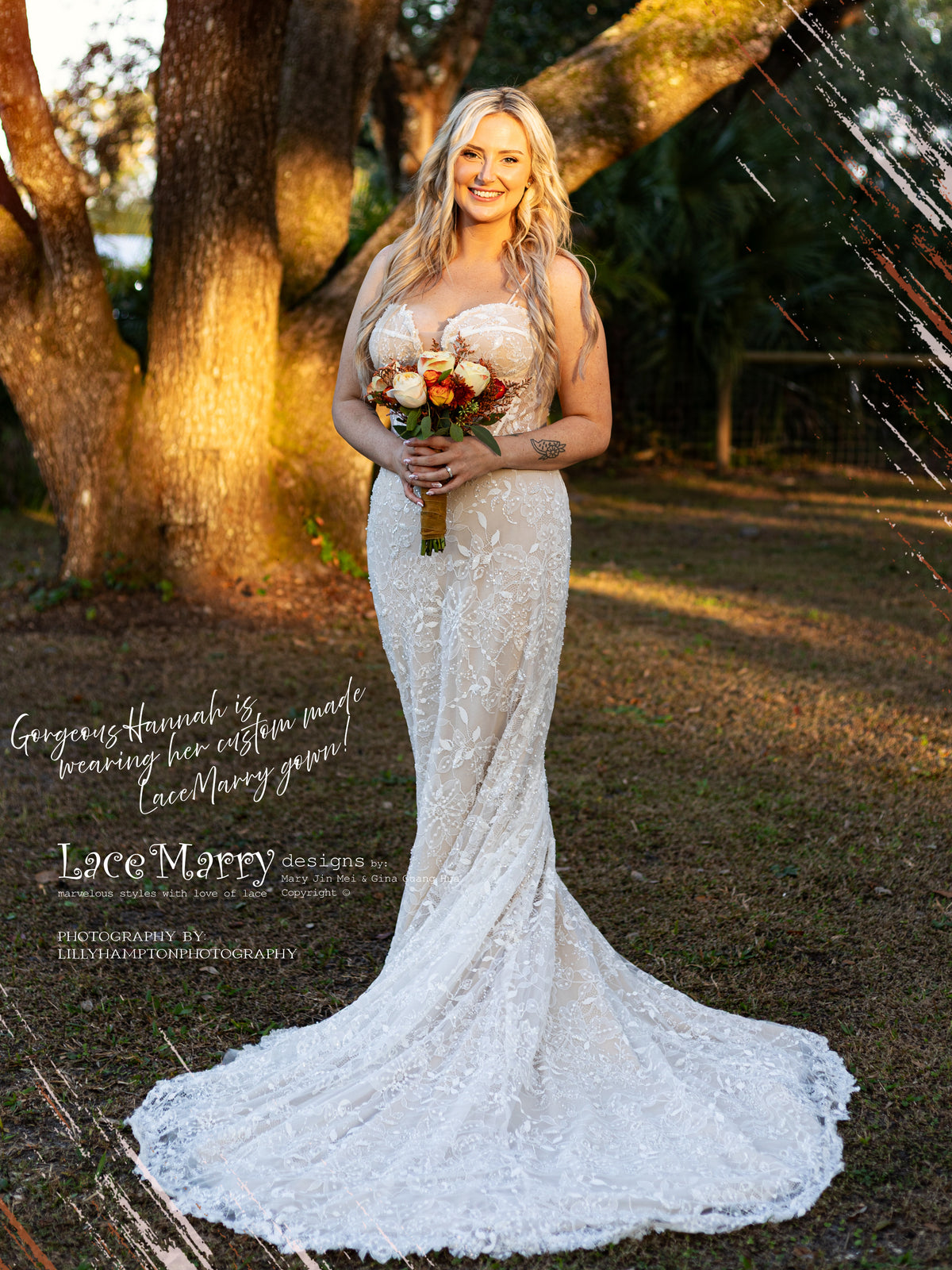 CELESTINE / Fitted Lace Wedding Dress with Illusion Corset Bodice