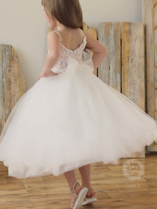 Blush and Ivory Tulle Flower Girl Dress