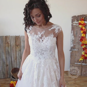 Illusion Neckline Princess Wedding Dress