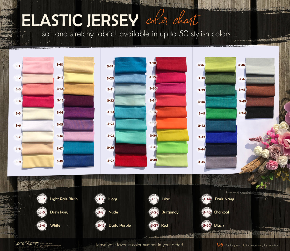 Elastic Jersey Fabric Color Book
