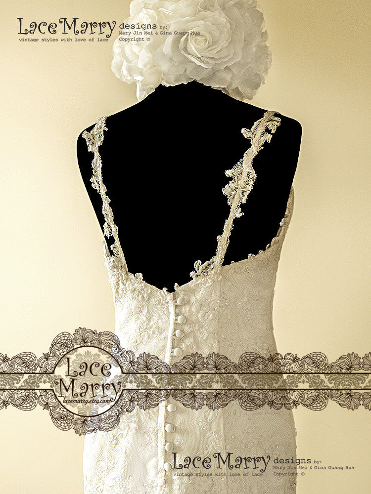 Floral Straps Wedding Dress