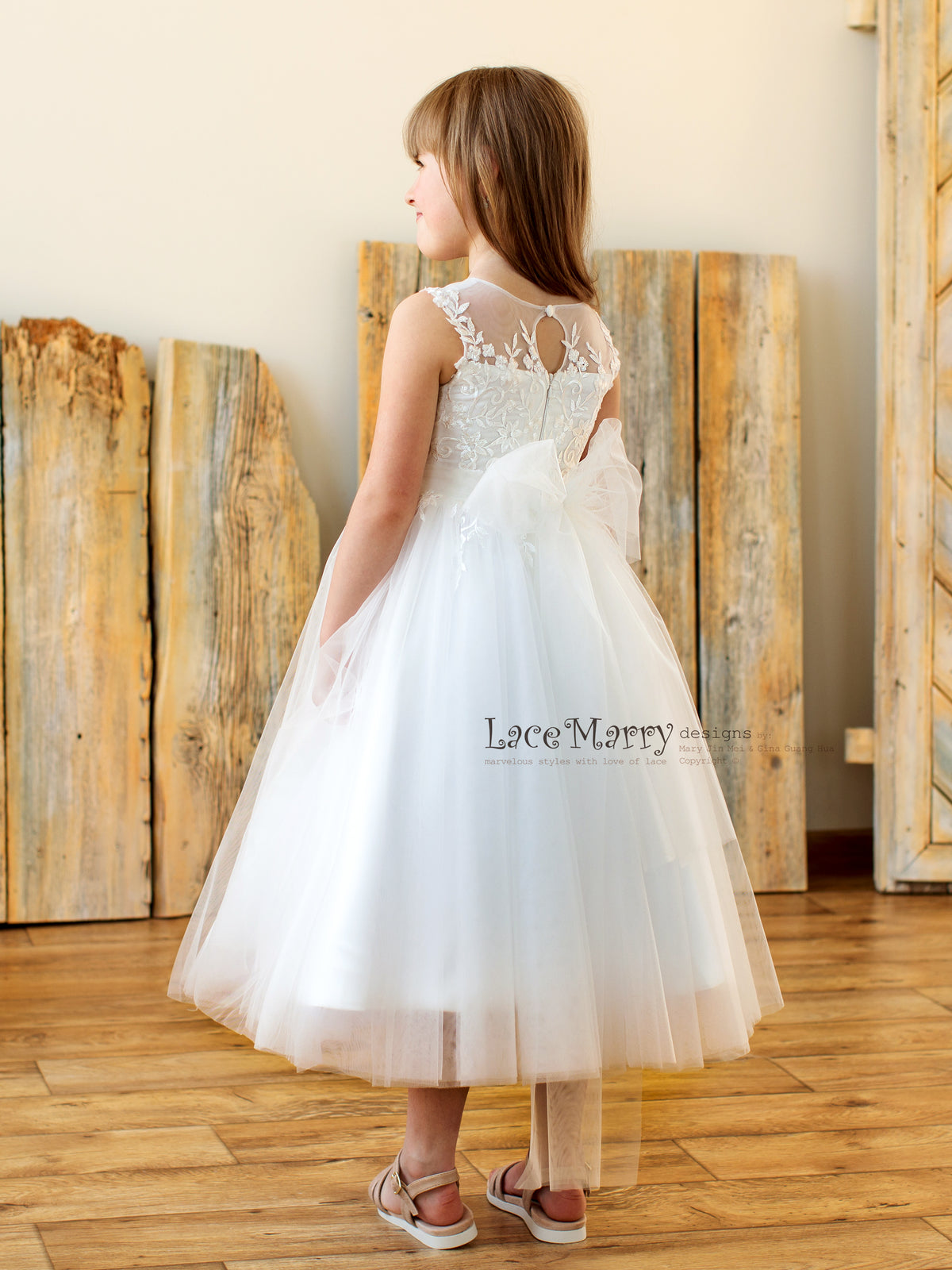 Lace Flower Girl Dress with Big Bow
