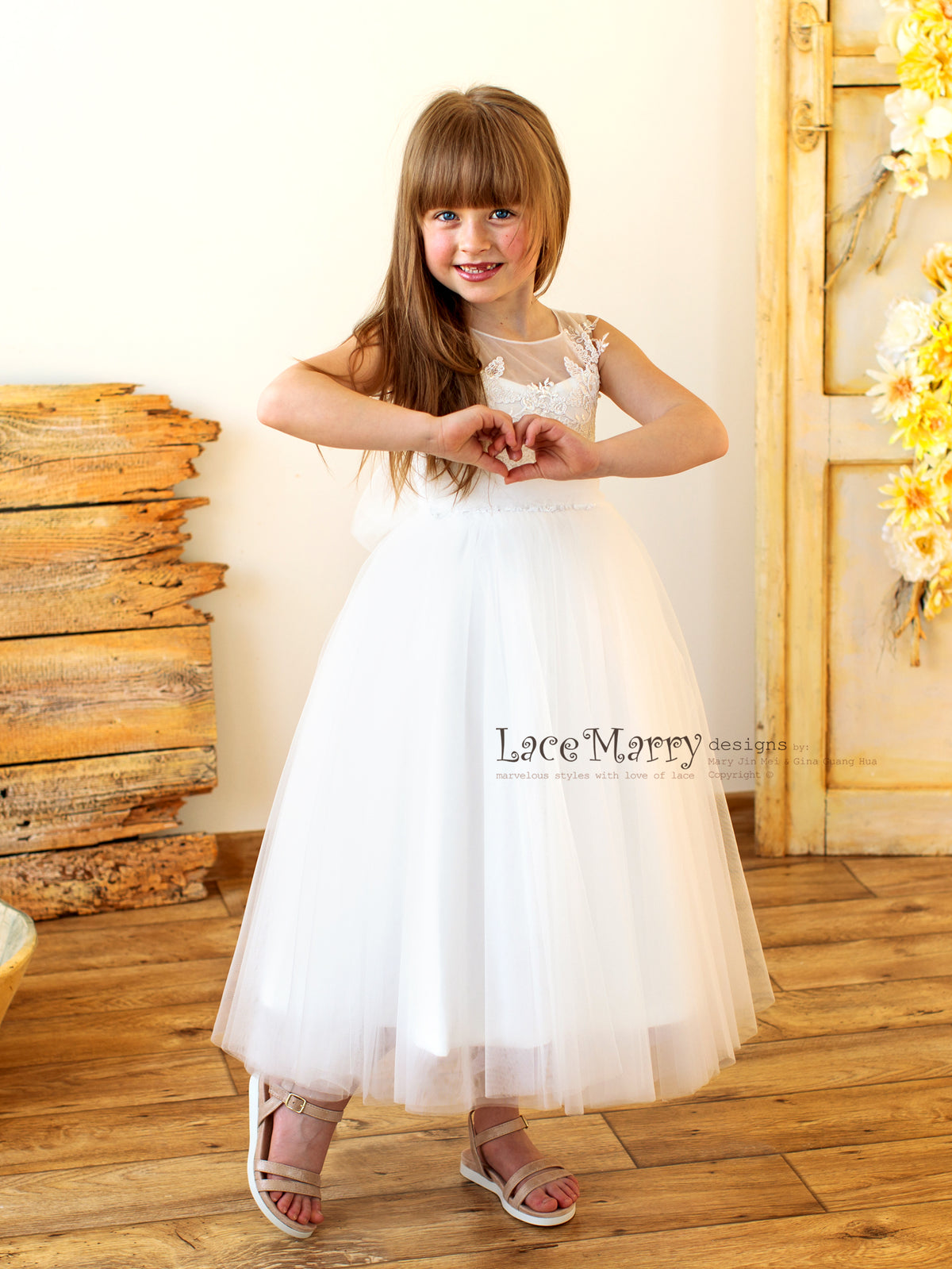 Little Bride Dress with Tulle Skirt