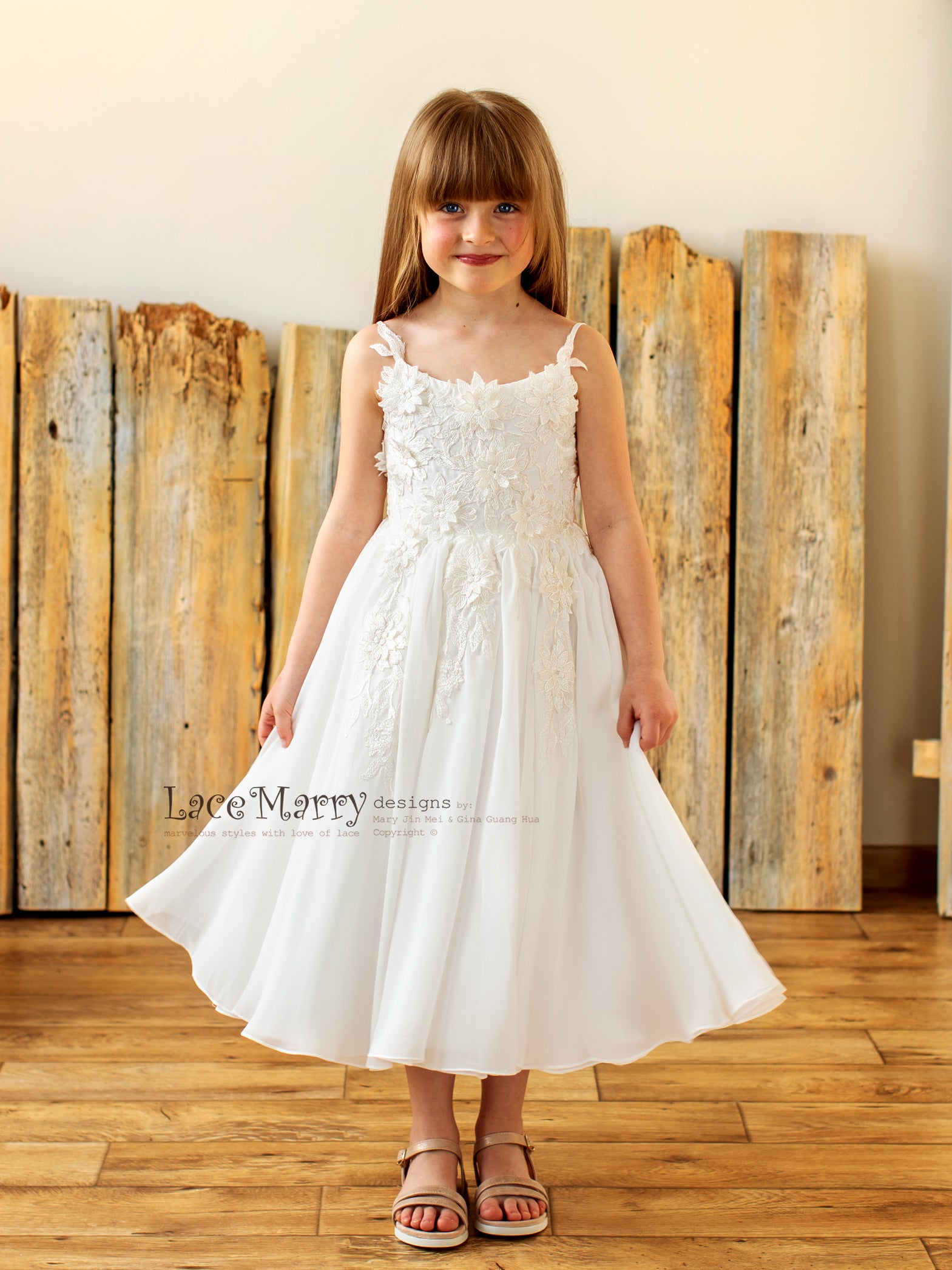 POLLY / 3D Lace Beach Flower Girl Dress - LaceMarry POLLY / 3D Lace Beach Flower Girl Dress - LaceMarry