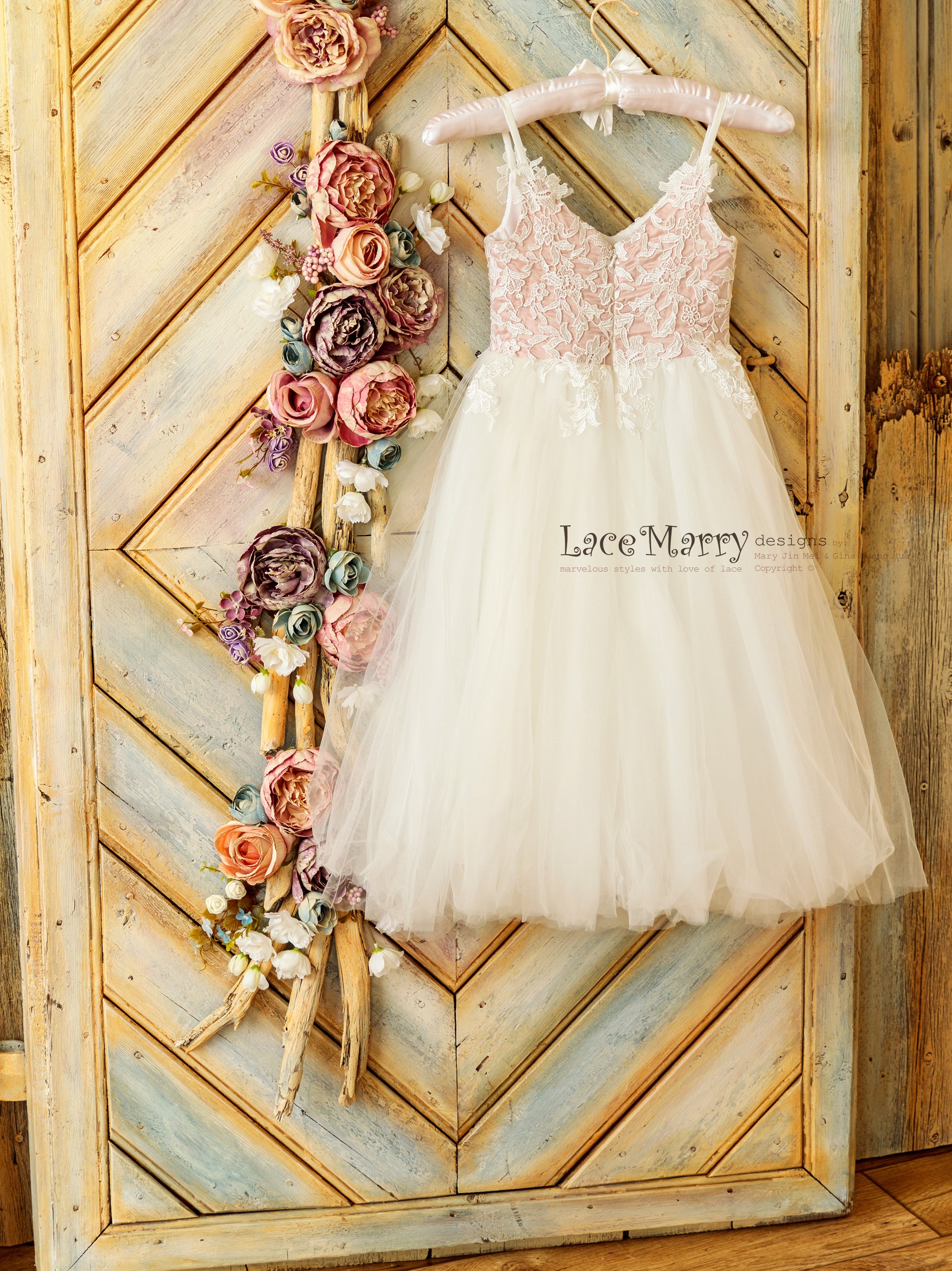 lace flower girl dress NINI / Blush & Ivory Flower Girl Dress