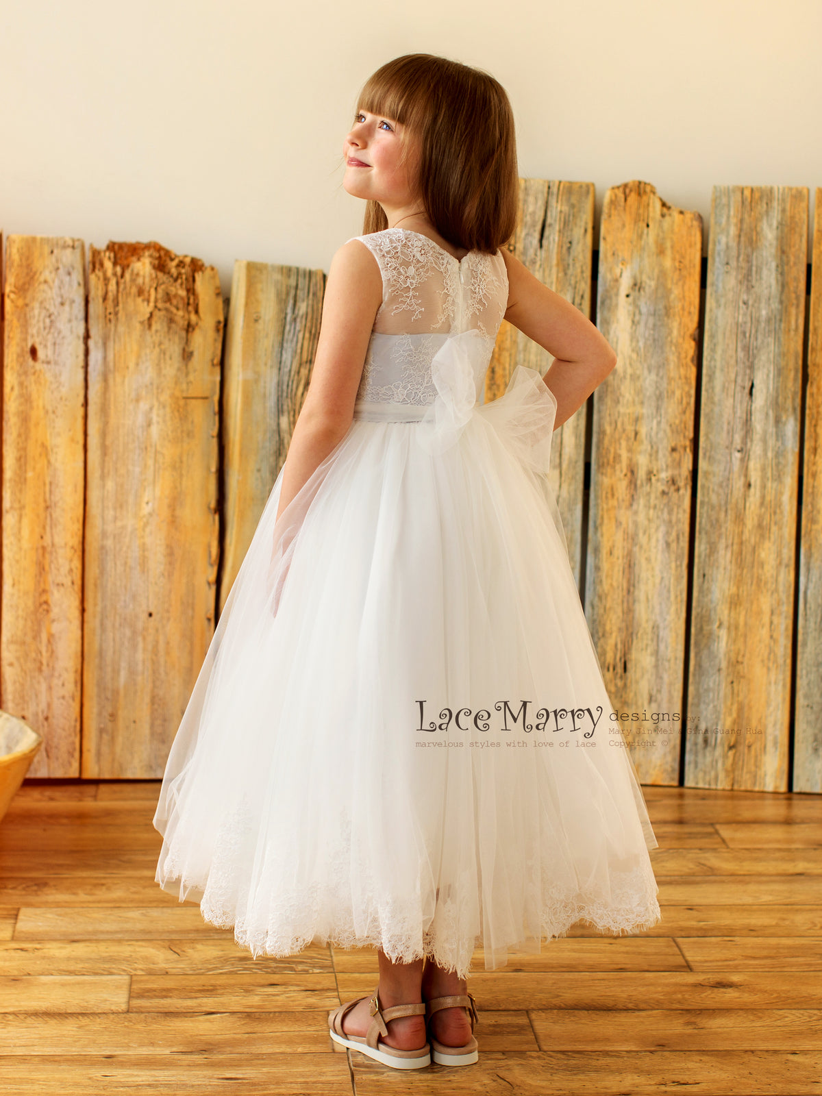 Tutu Skirt Flower Girl Dress with Lace Top