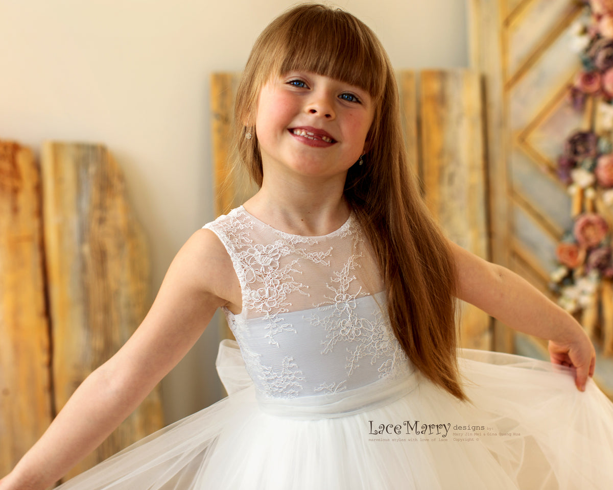 Beautiful Flower Girl Dress with Lace Top