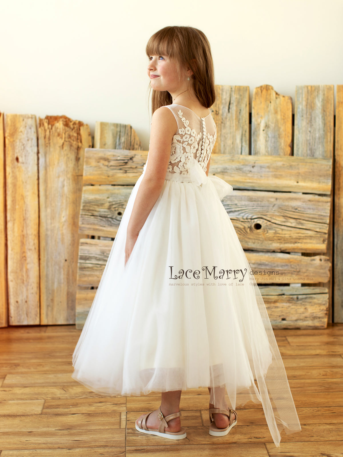 Illusion Lace Top Junior Bridesmaid Dress