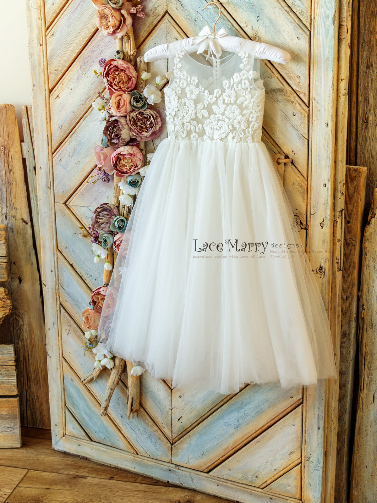 Flower Girl Dress with Amazing Flower Applique 