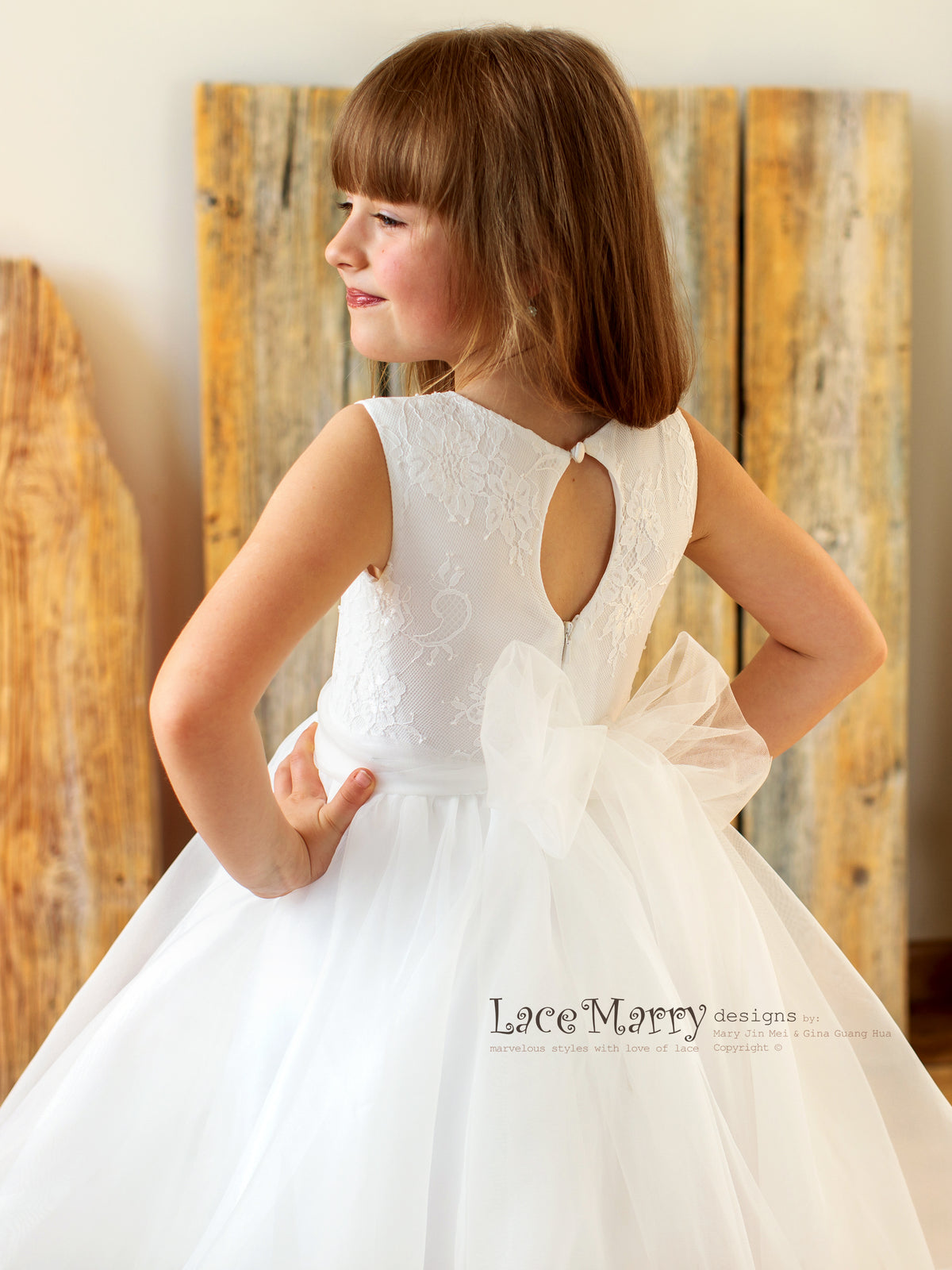 Lace Junior Bridesmaid Dress with Big Bow