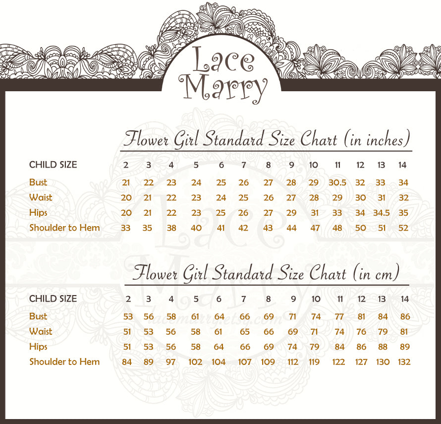 LaceMarry Flower Girl Size Chart