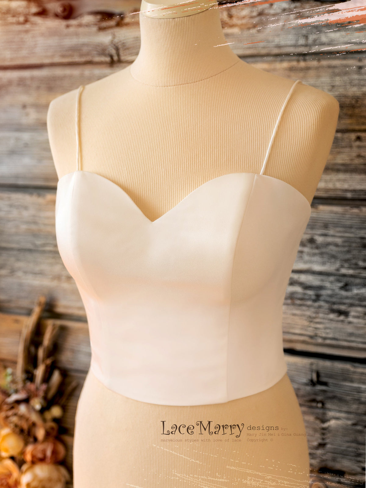 NATALIA #1 / Off Shoulder Bridal Crop Top with Long Sleeves