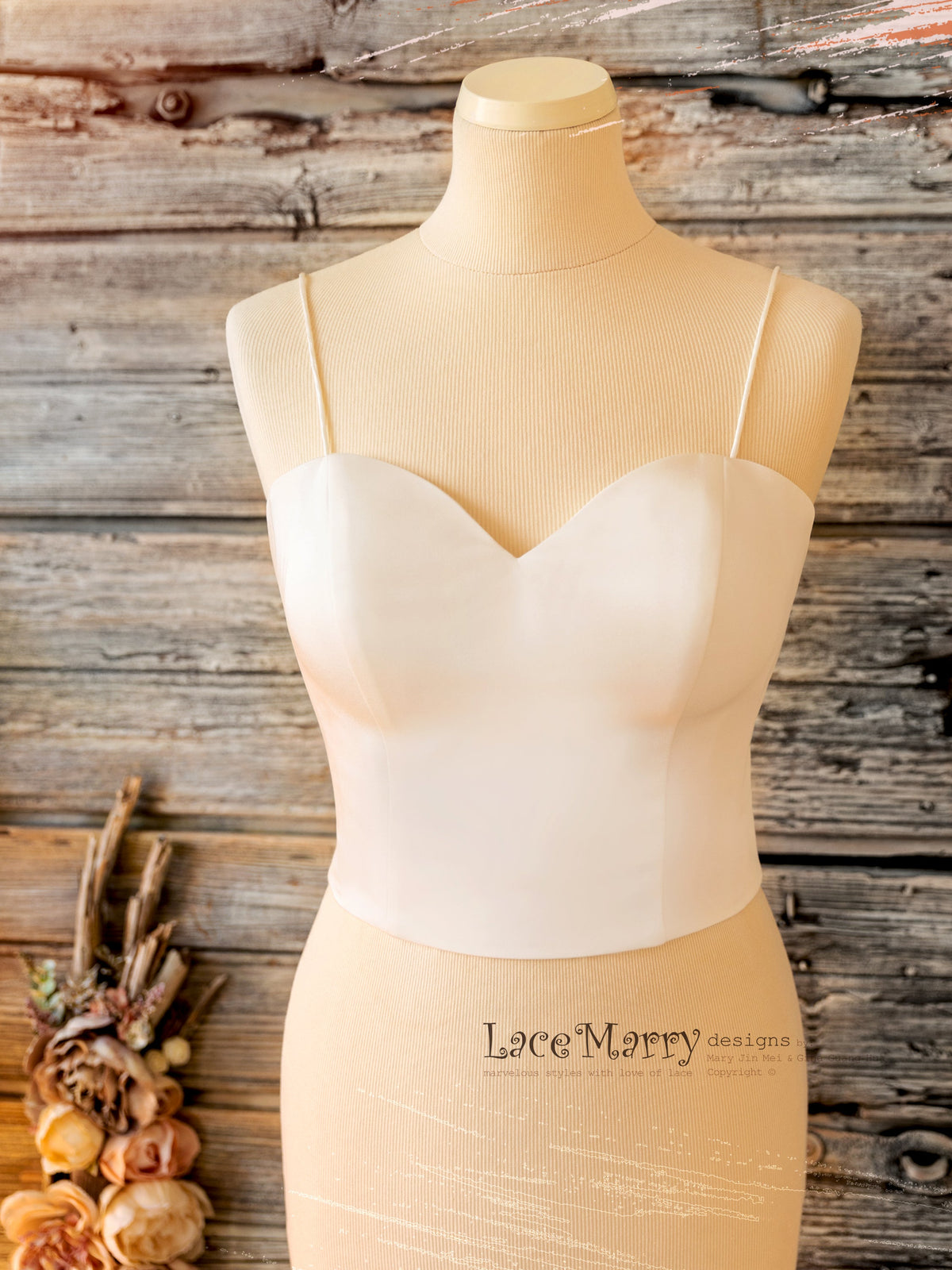 NATALIA #1 / Off Shoulder Bridal Crop Top with Long Sleeves
