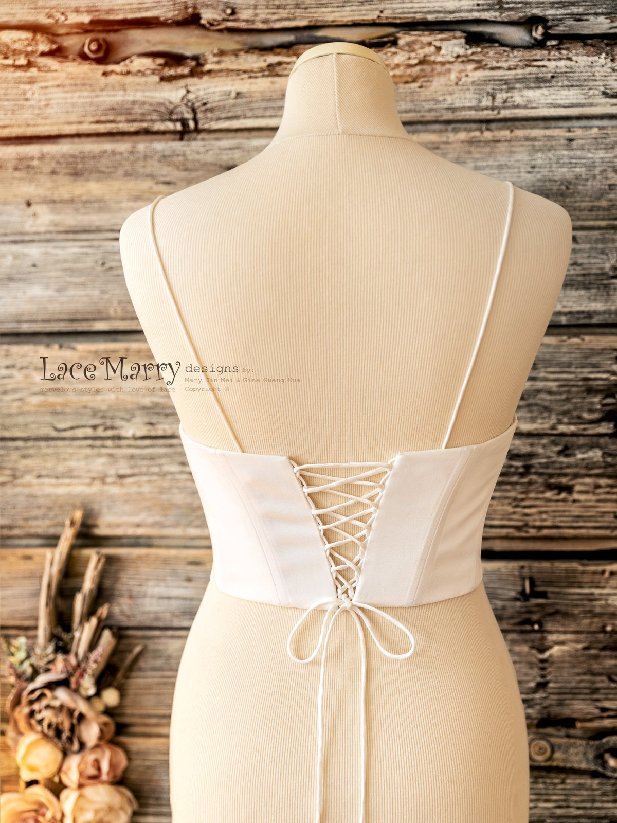 Wedding Bustier with Thin Straps