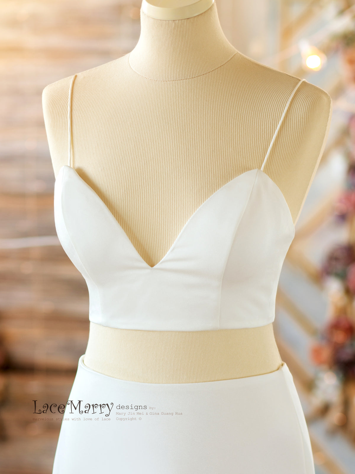 V Neck Bustier in Ivory Color