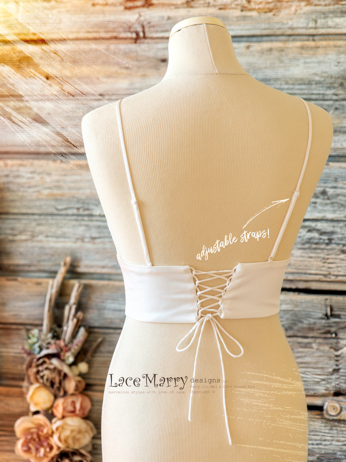 Bridal Bustier with Adjustable Straps - LaceMarry