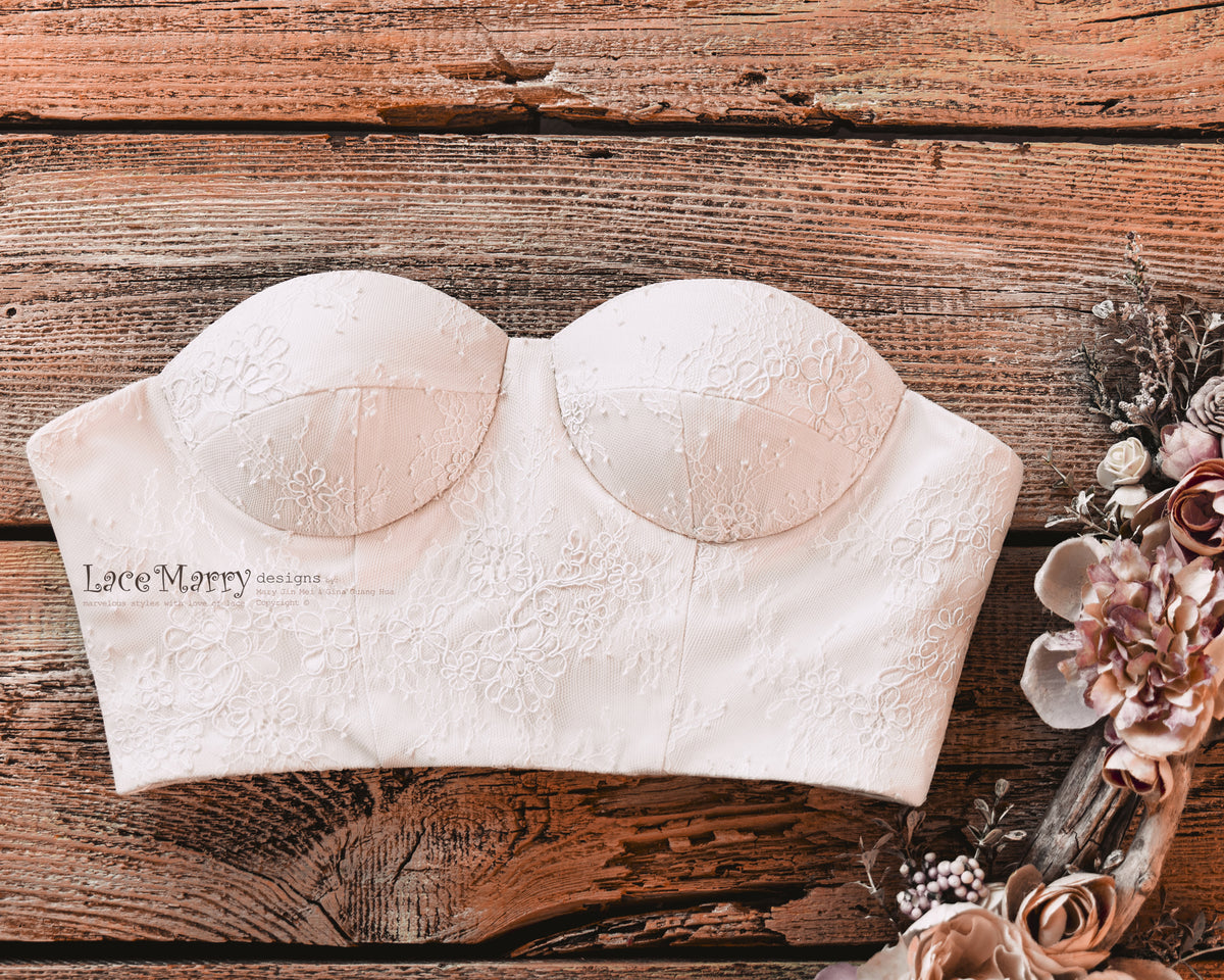 push up corset bra for wedding dress Strapless Bra Longline Corset Push Up Boned Underwire Sexy Sheer Mesh Lace-Trim White 32DDD/70F