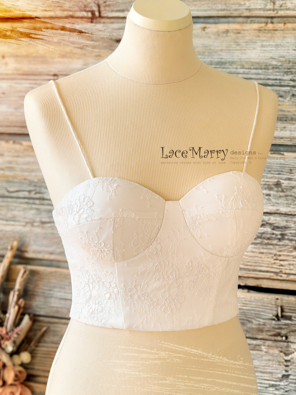 Pushup Style Bridal Lace Bustier - LaceMarry