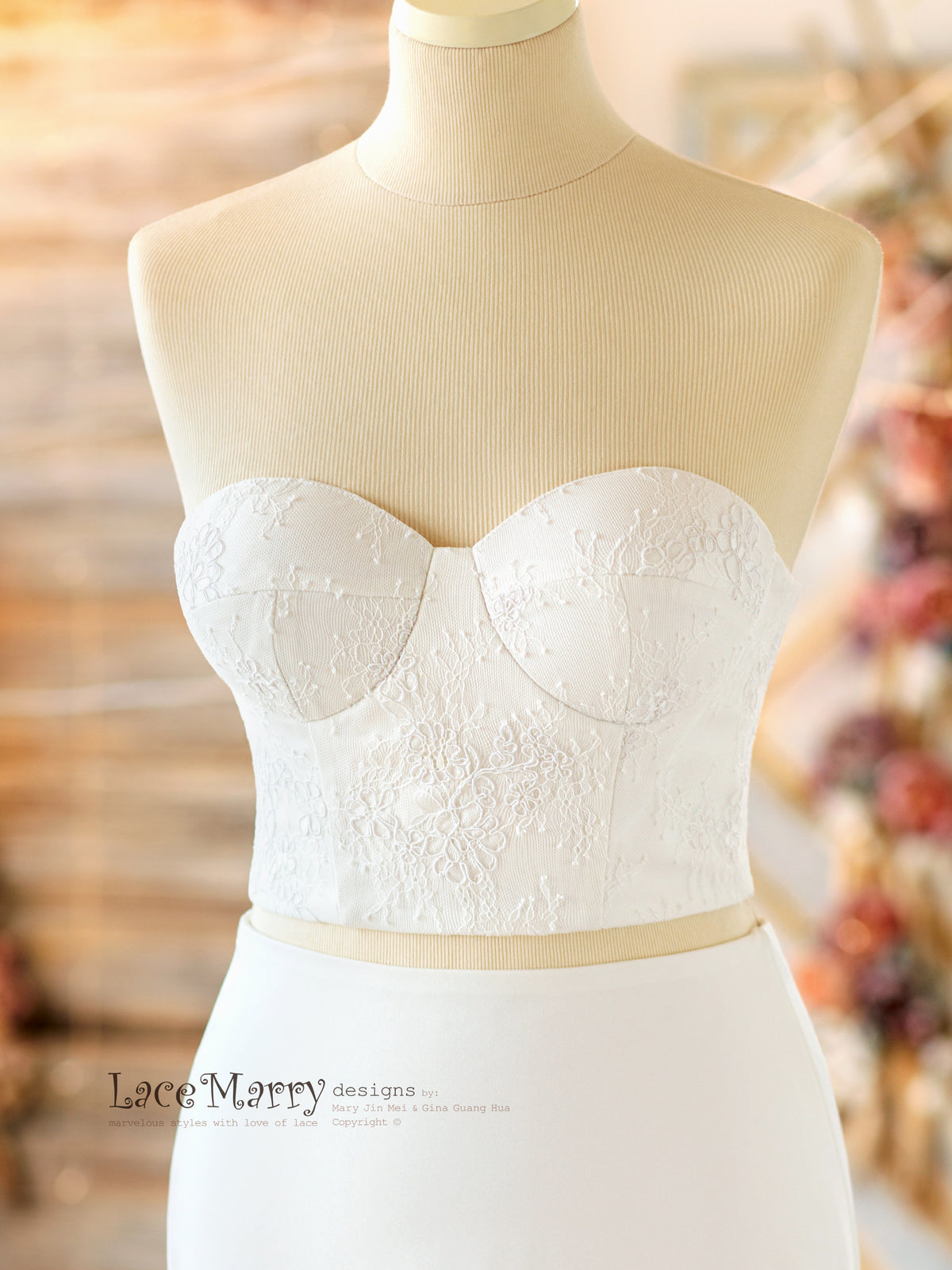 Strapless Sexy Bustier with Lace Overlay