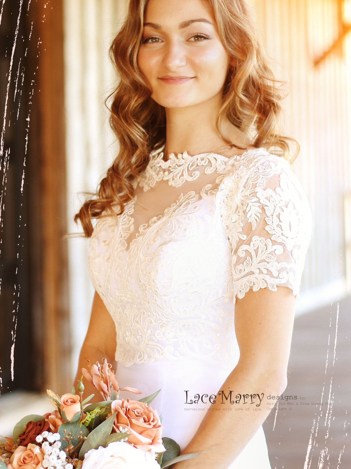 JERICA / Short Sleeves Lace Bolero with Sparkling Appliques JERICA / Short Sleeves Lace Bolero with Sparkling Appliques