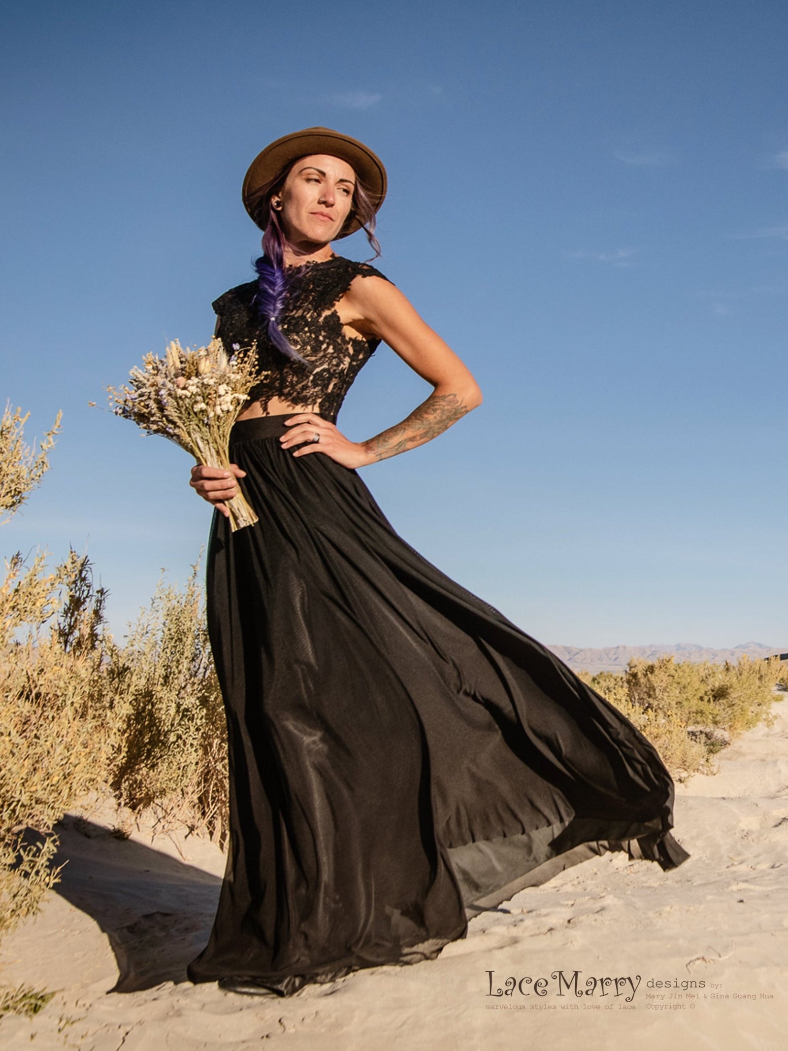 Black Wedding Dress in 3 Pieces Set