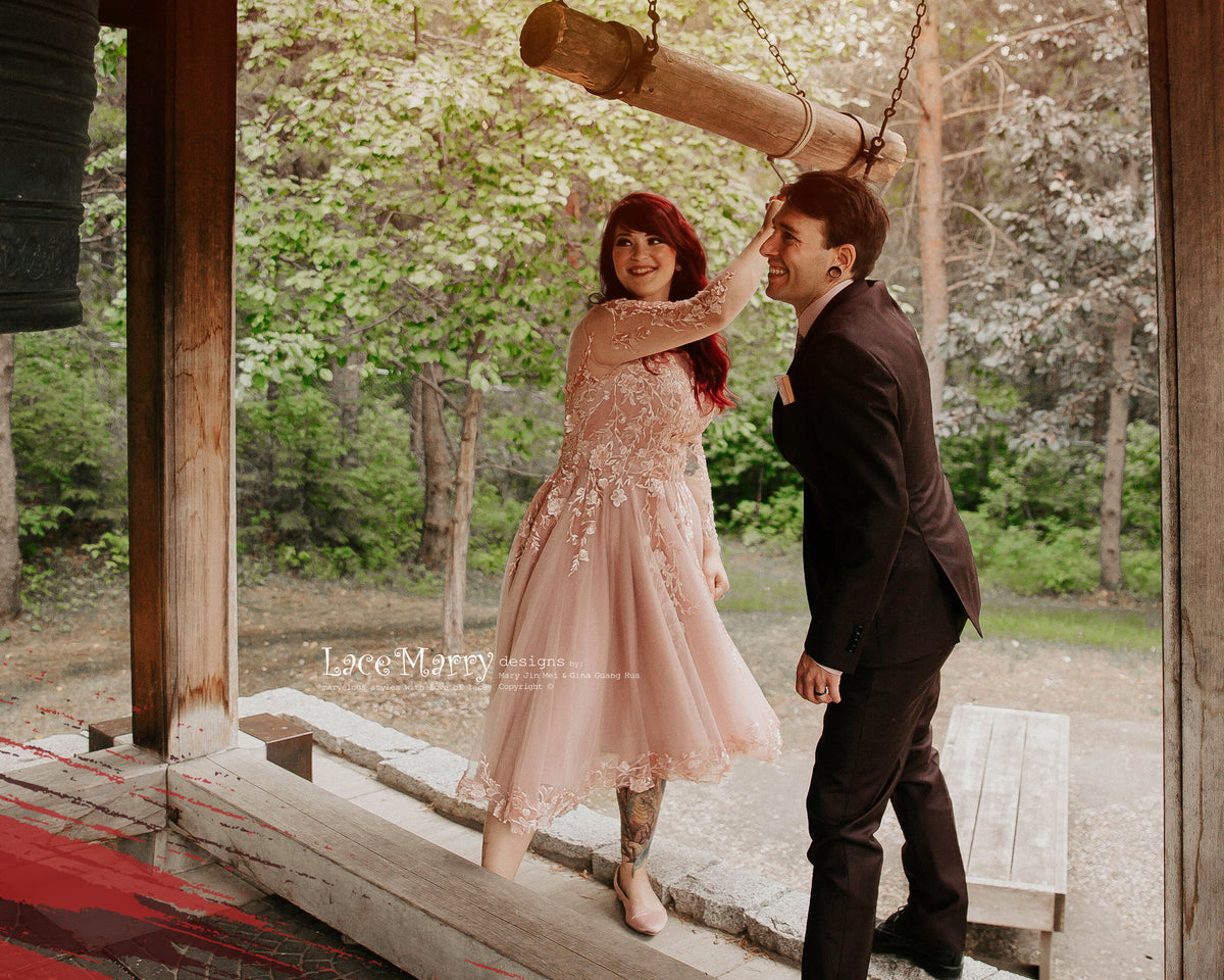 Rustic Wedding Dress in Blush Color