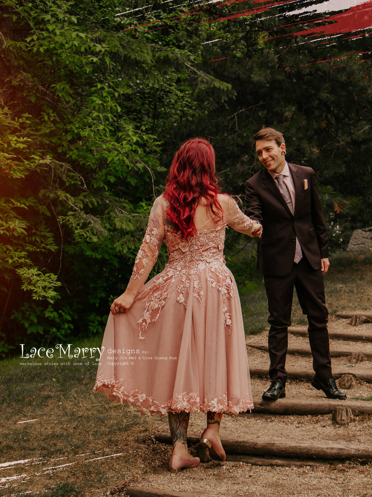 Short Wedding Dress with Floral Appliques