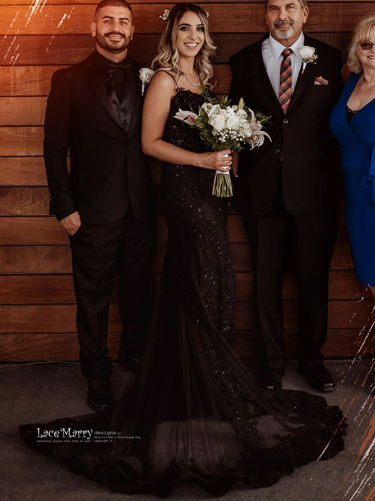 Lace and Tulle Black Wedding Gown