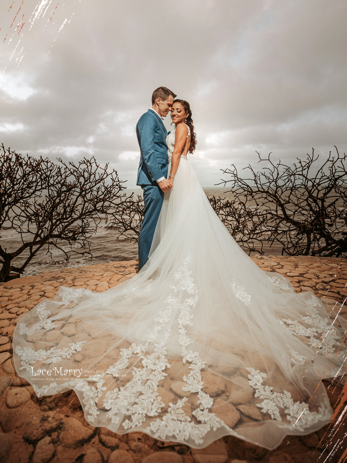 LILY / Gorgeous Custom Wedding Dress with Deep Plunge Neck