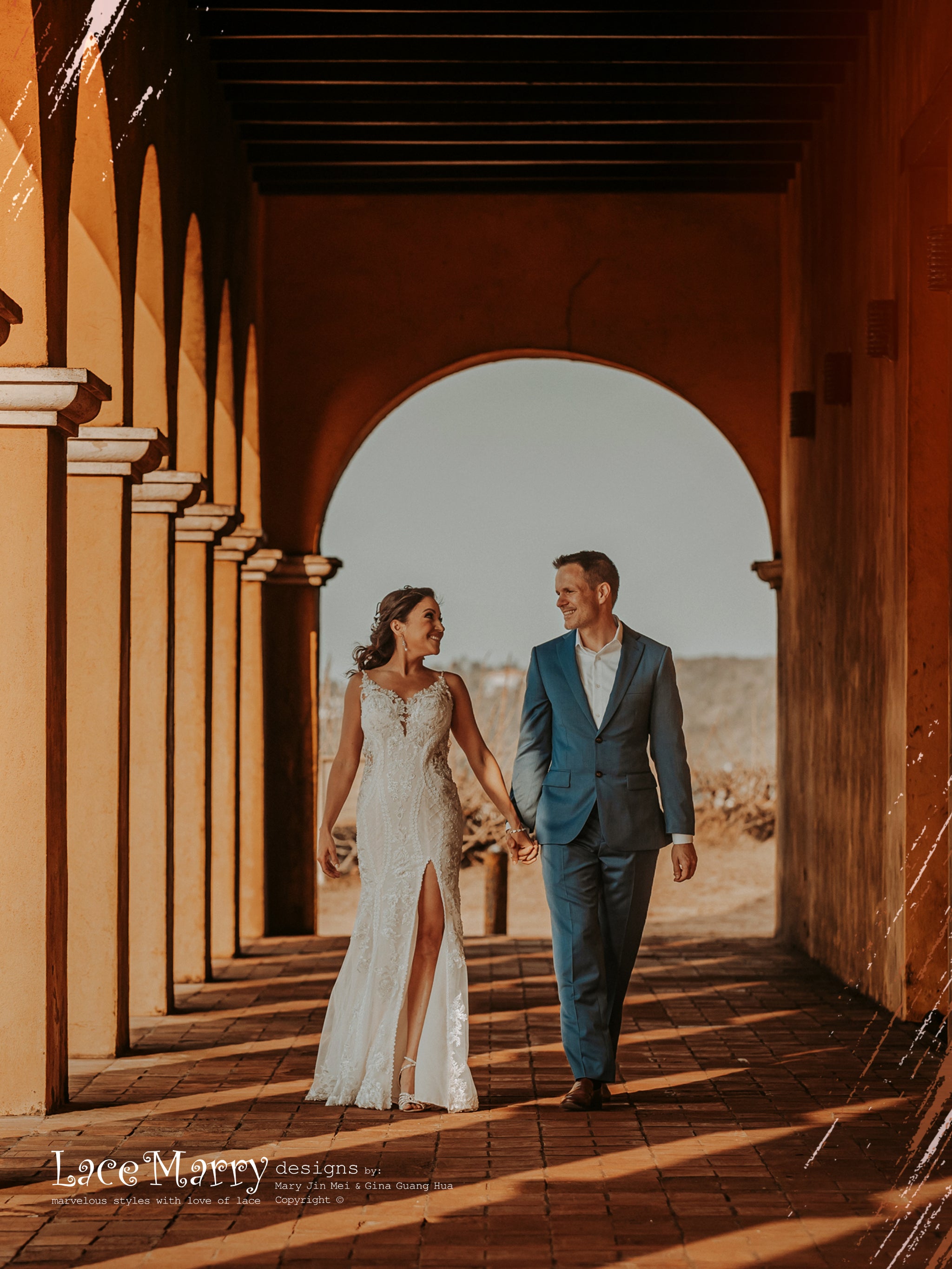 LILY / Gorgeous Custom Made Wedding Dress with Deep Plunge Neck - LaceMarry LILY / Gorgeous Custom Made Wedding Dress with Deep Plunge Neck - LaceMarry