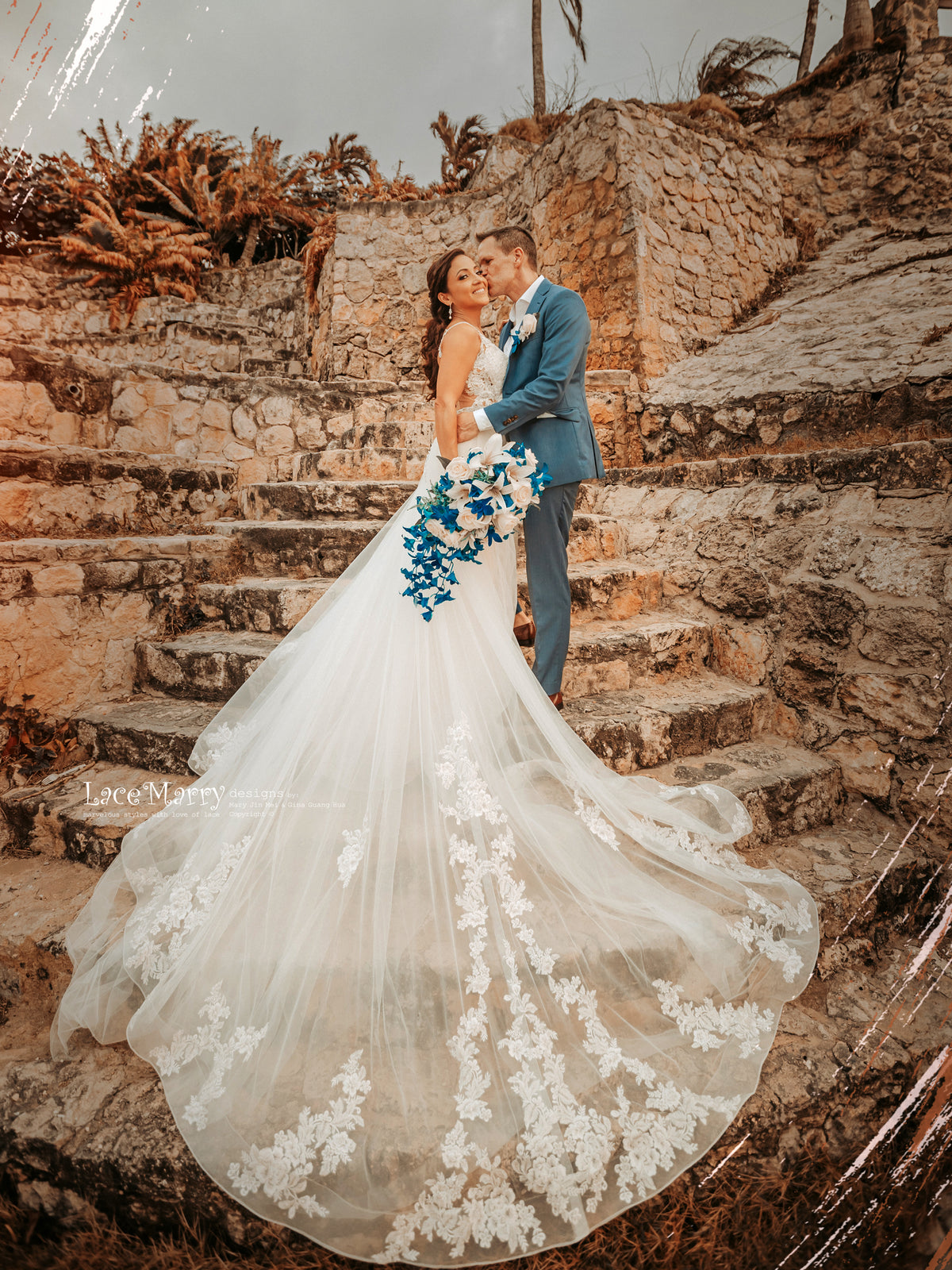 LILY / Gorgeous Custom Wedding Dress with Deep Plunge Neck