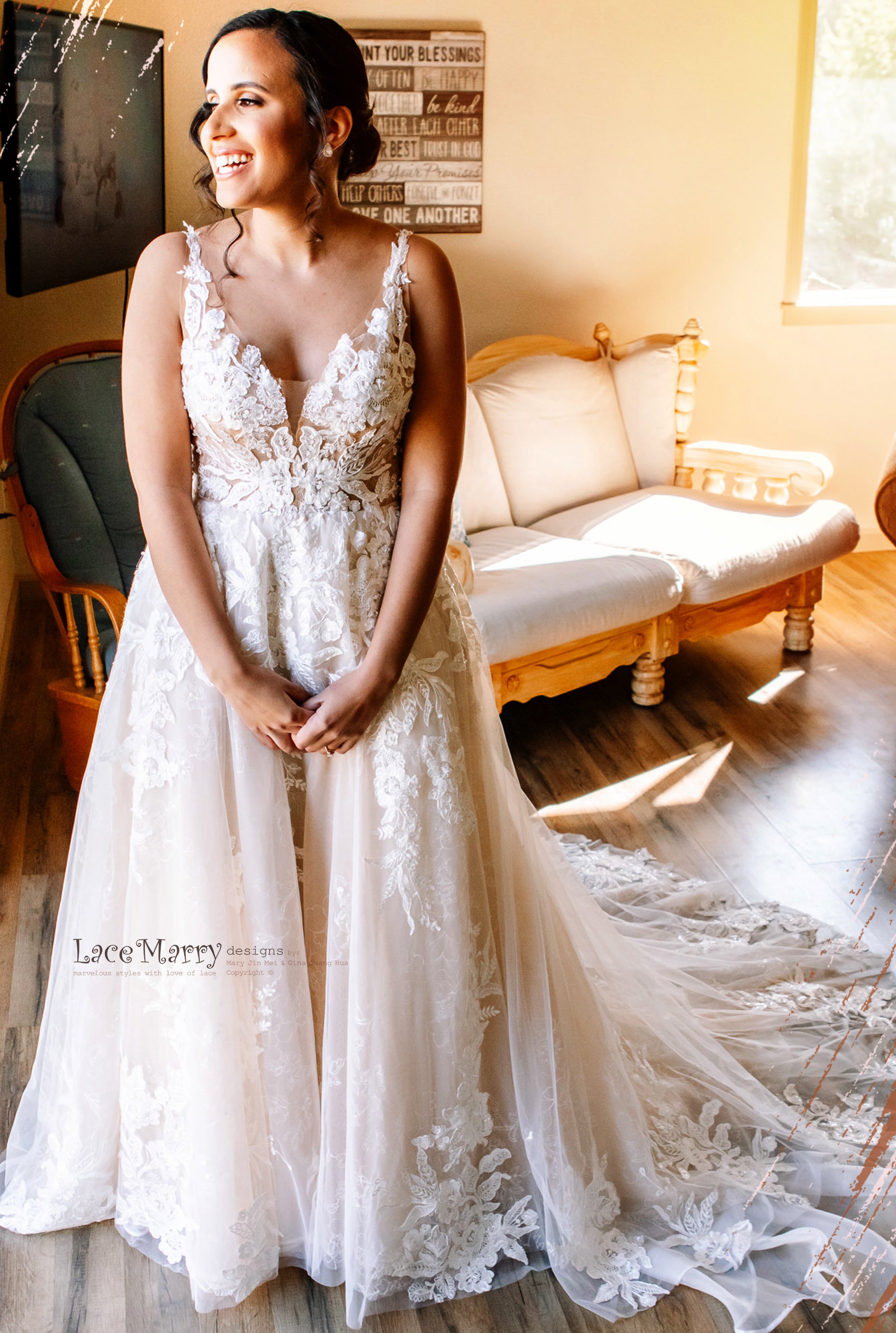 CELINE / Romantic A Line Wedding Dress with Gorgeous Lace Detail