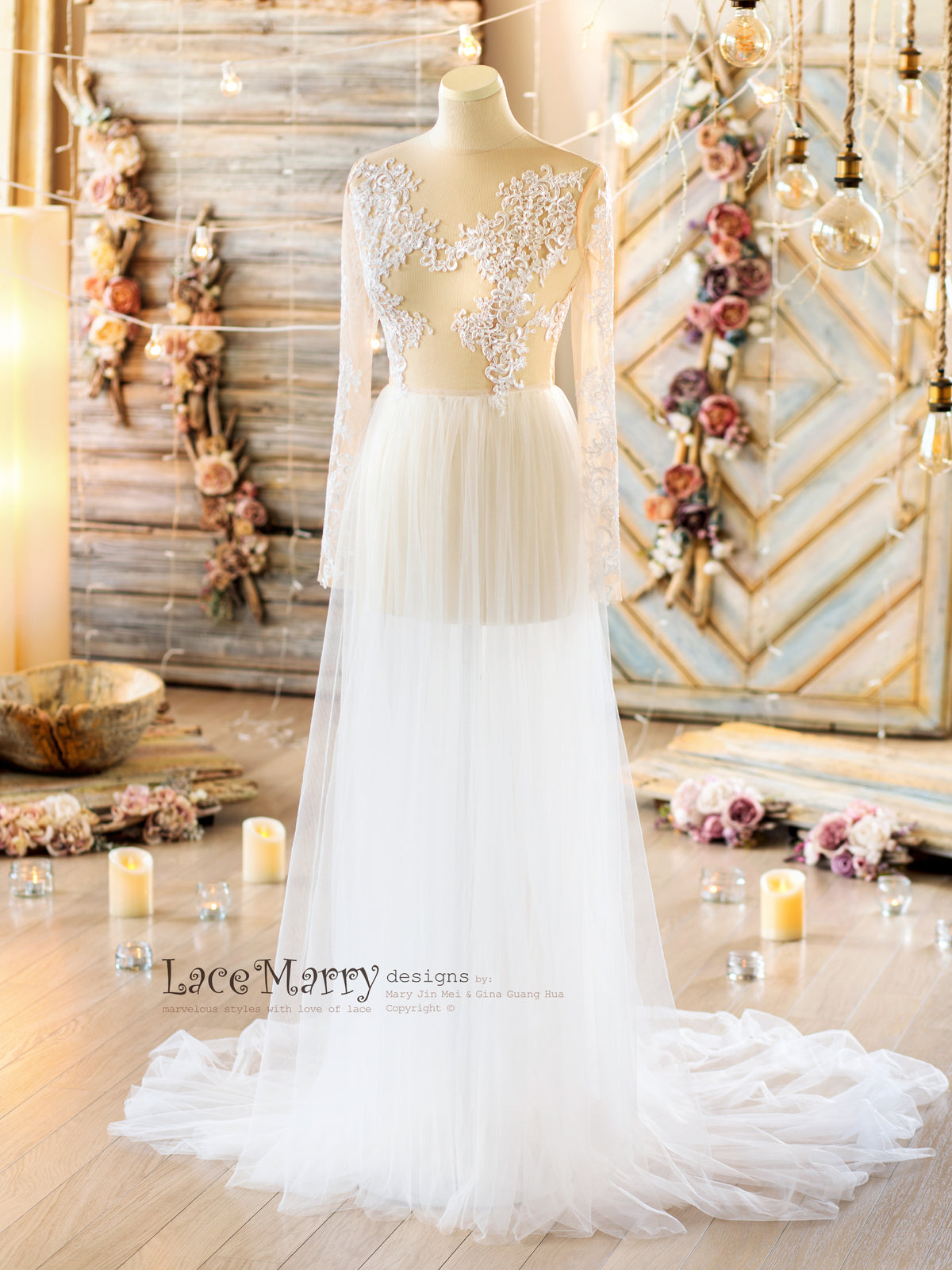 Tulle and Lace Super Light Wedding Dress