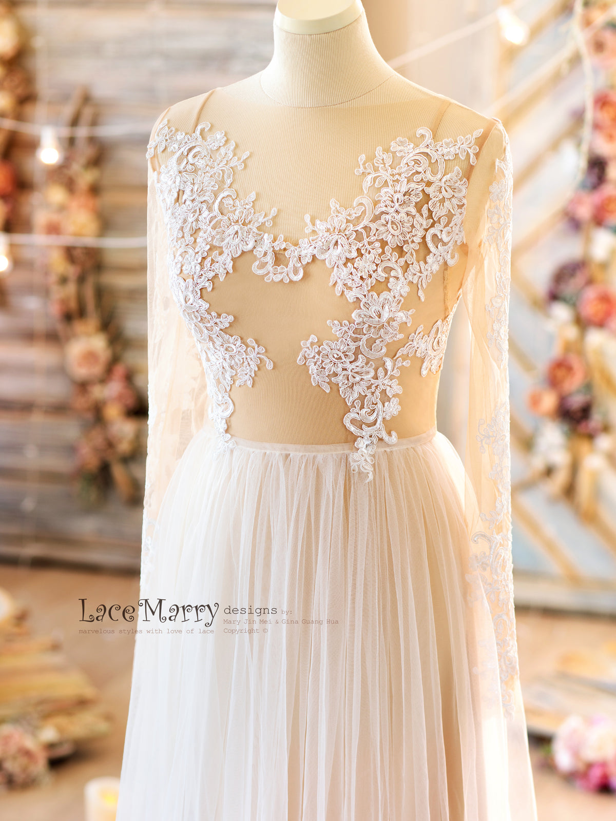 Lace and Tulle Boho Wedding Dress