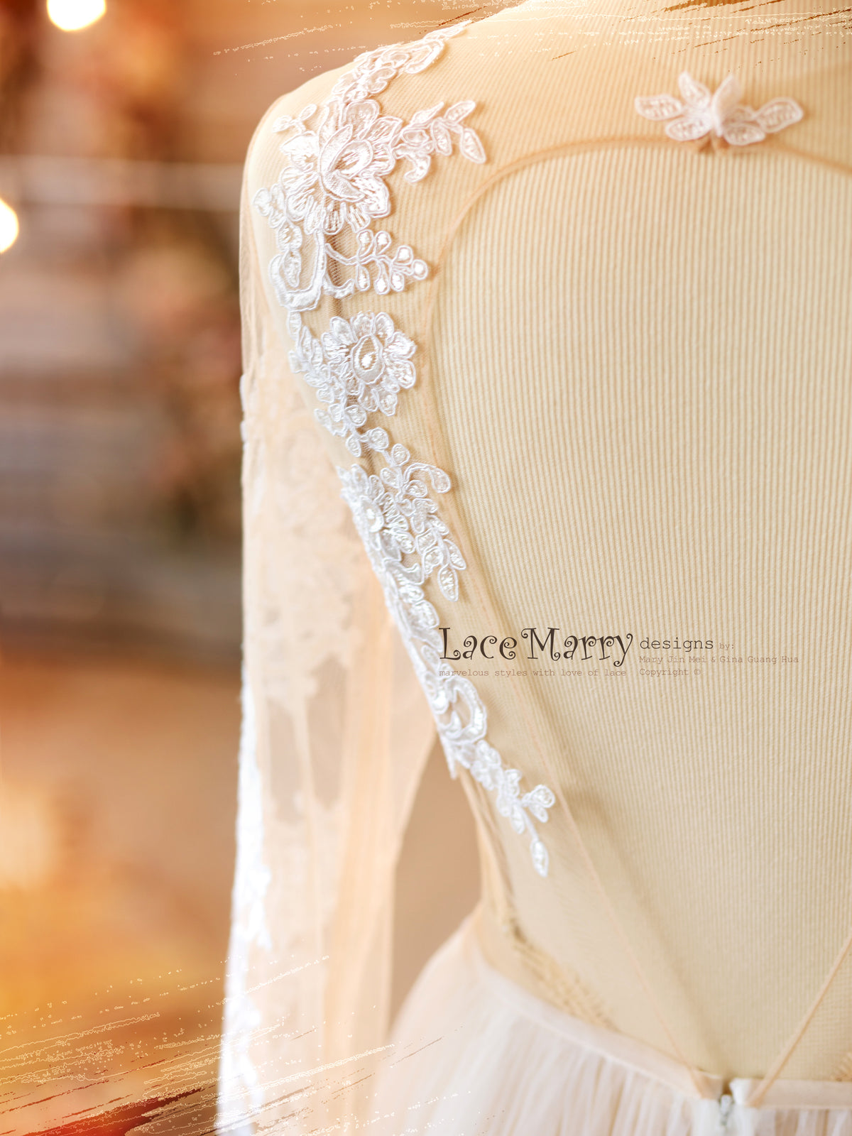 Nude and Ivory Open Back Wedding Dress