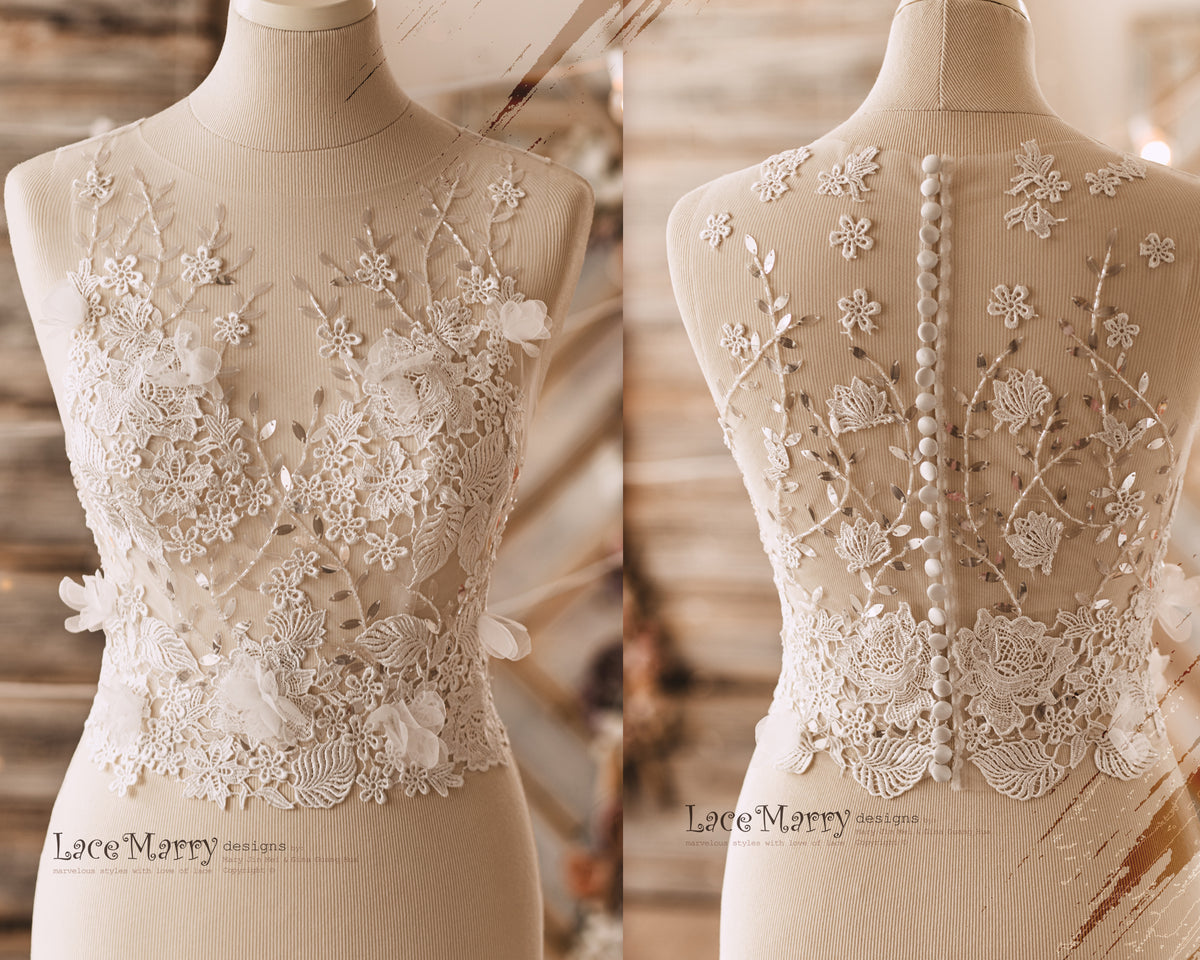 Bridal Lace Crop Top with Beading