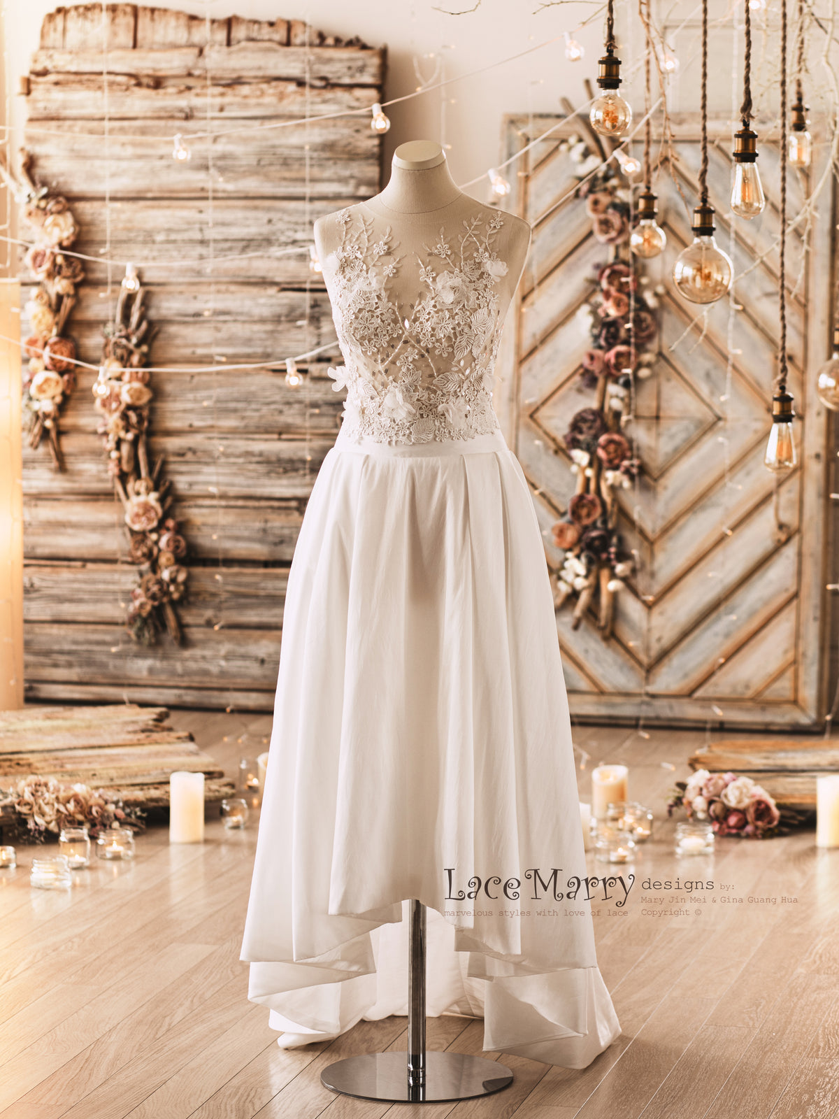 Lace Wedding Dress High Neck Two Piece Wedding Dress: Lace -  Poland