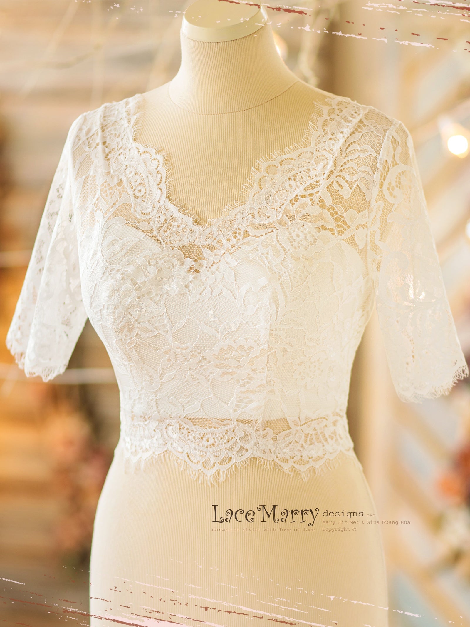 V Neckline Bridesmaids Lace Topper