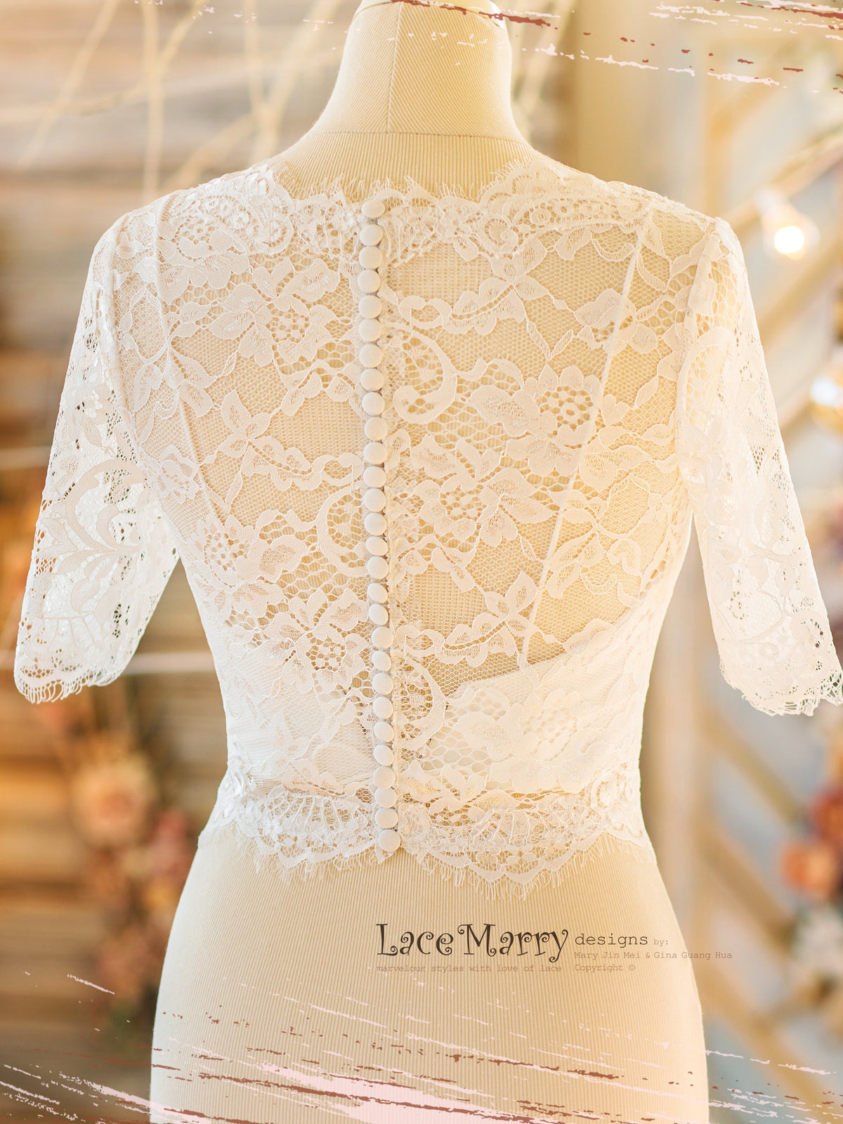 Full Lace Back Bridal Bolero and Bustier