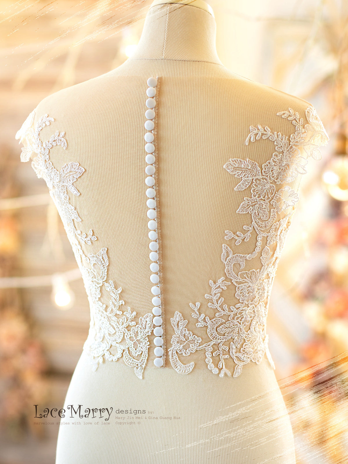 BJANKA #1 / Lace Bolero with Illusion Sweetheart Neckline