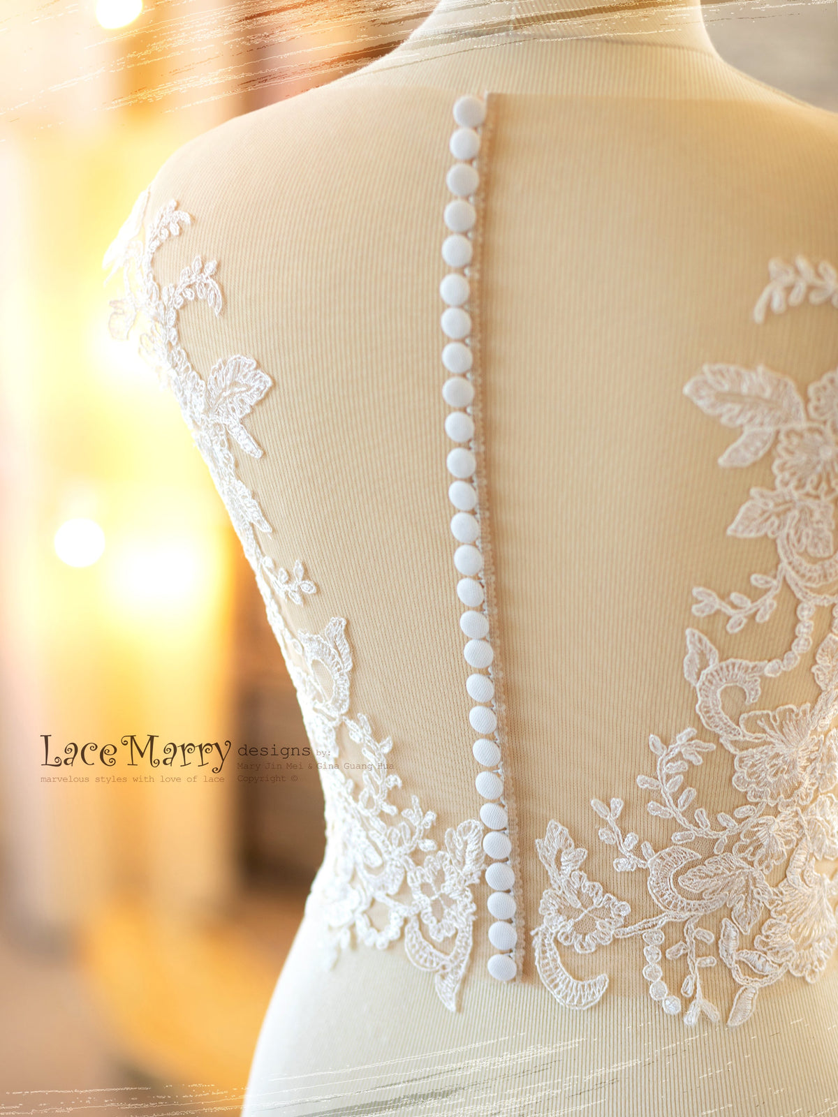 BJANKA #1 / Lace Bolero with Illusion Sweetheart Neckline
