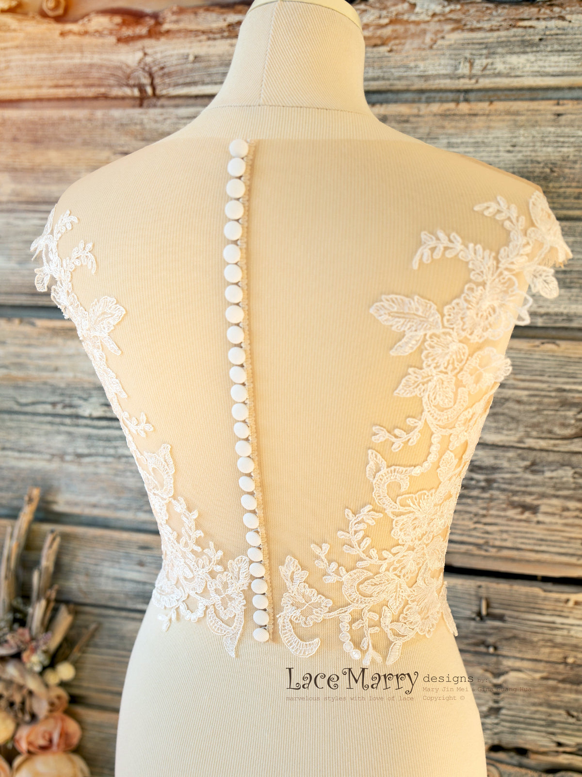 BJANKA #1 / Lace Bolero with Illusion Sweetheart Neckline