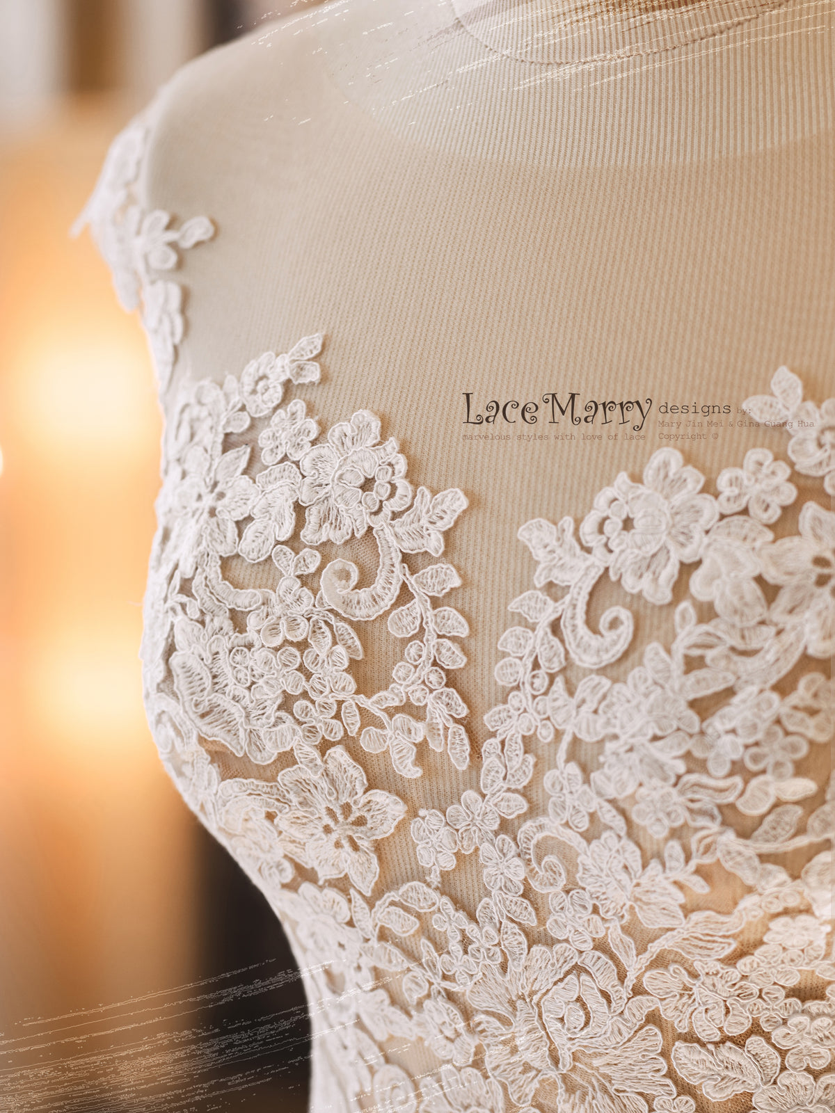 BJANKA #2 / Tulle Bridal Crop Top with Ivory Flower Decoration