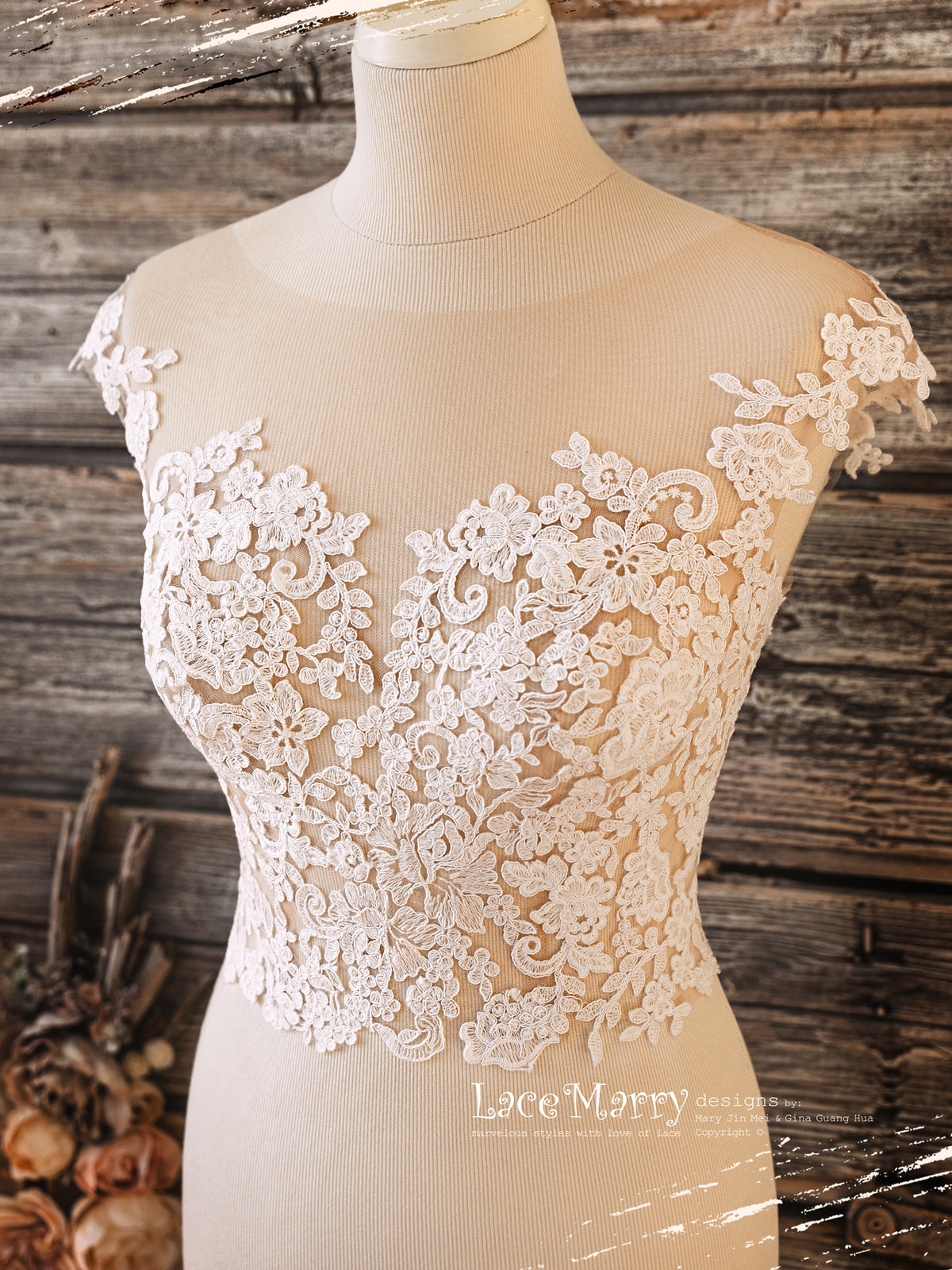 BJANKA #2 / Romantic Lace Topper with Illusion Neckline