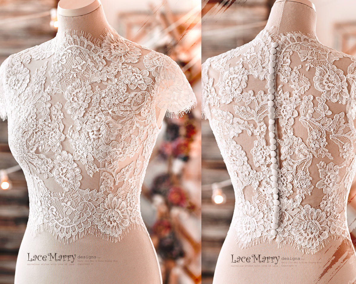 High Collar Bridal Lace Top