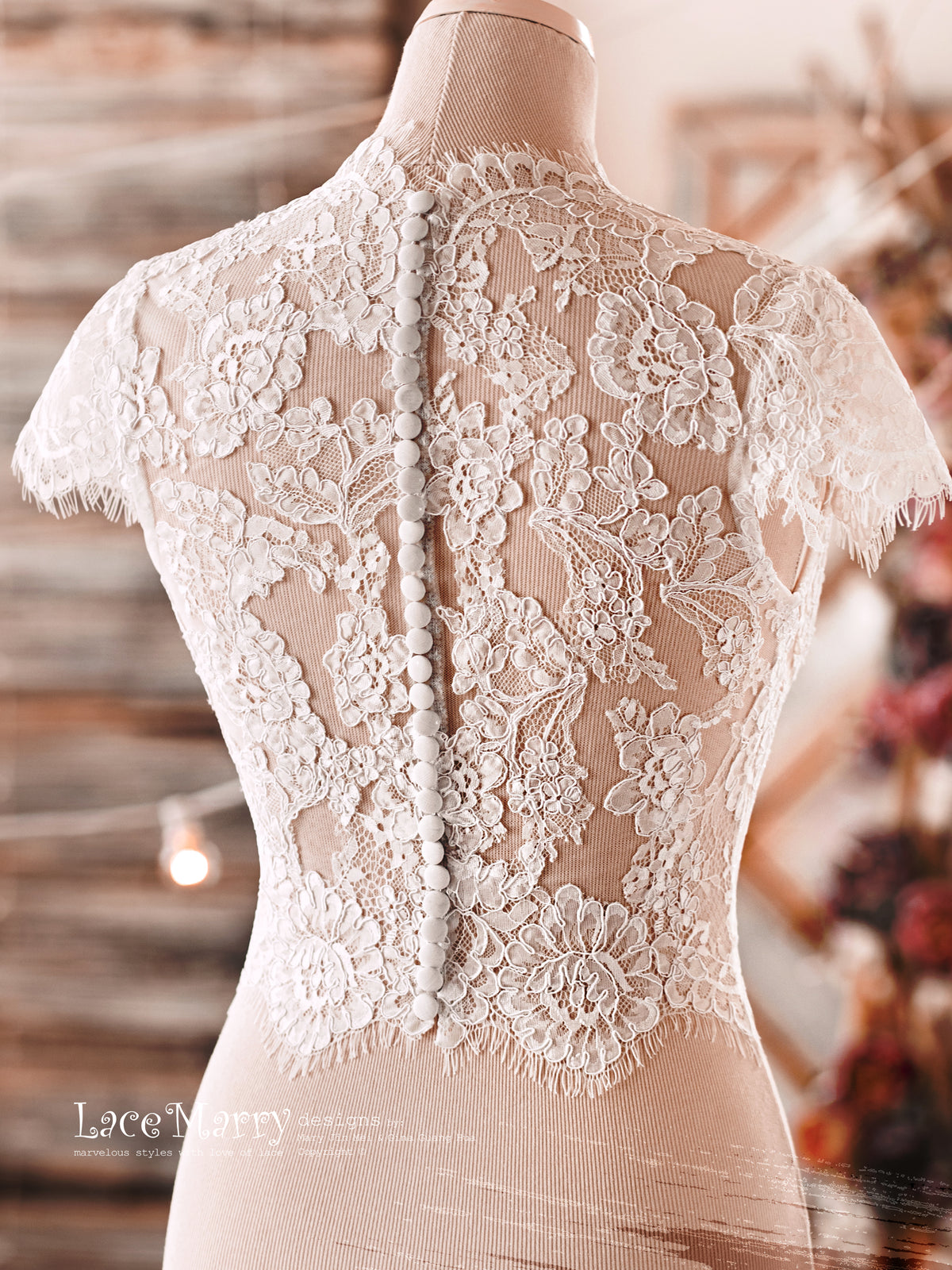 Romantic Lace Crop Top with Full Row of Buttons