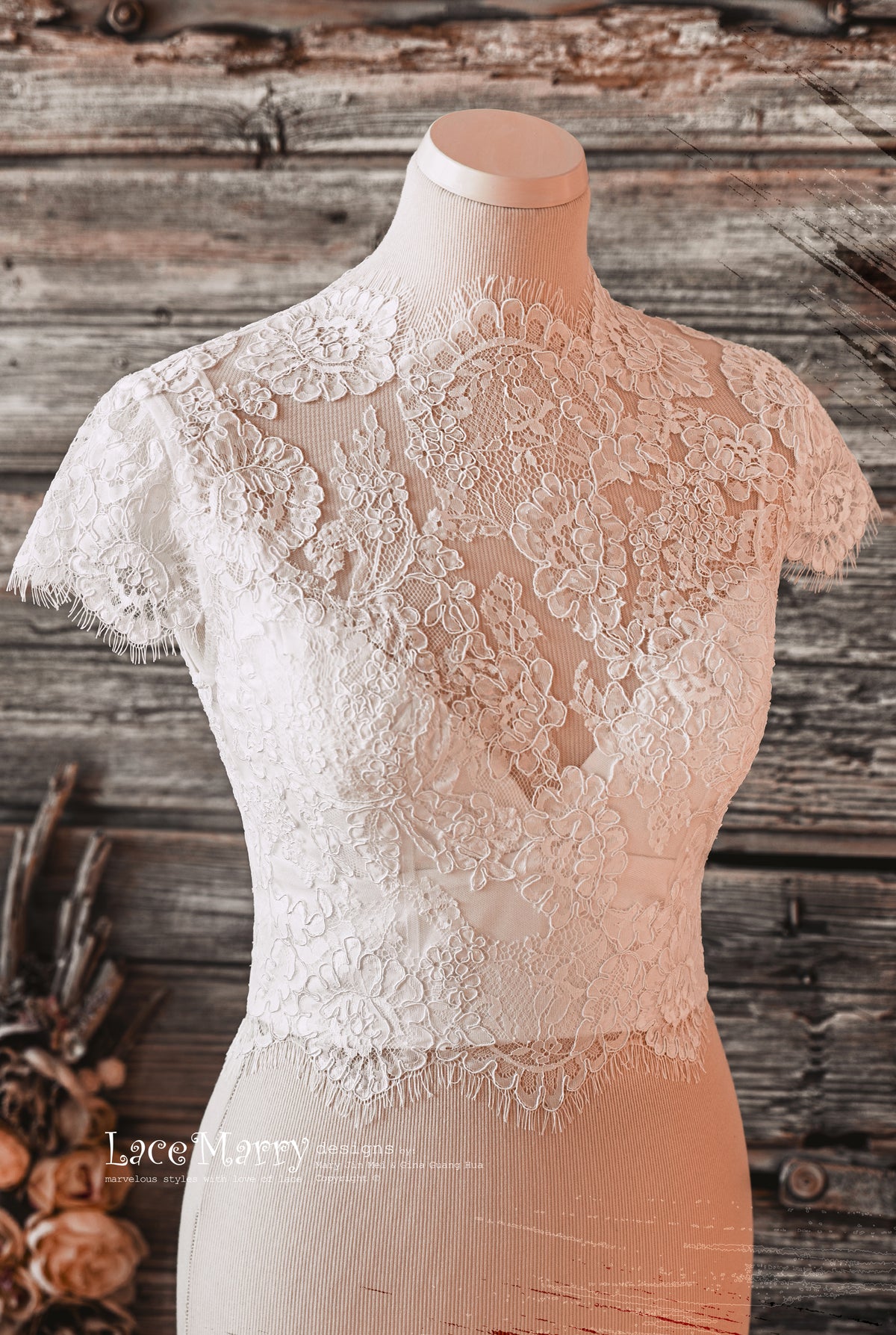 Beautiful Bridal Lace Crop Top with Sexy Bustier