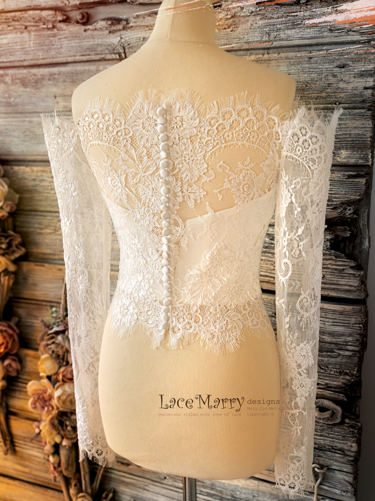 NATALIA #1 / Off Shoulder Lace Bolero with Long Sleeves