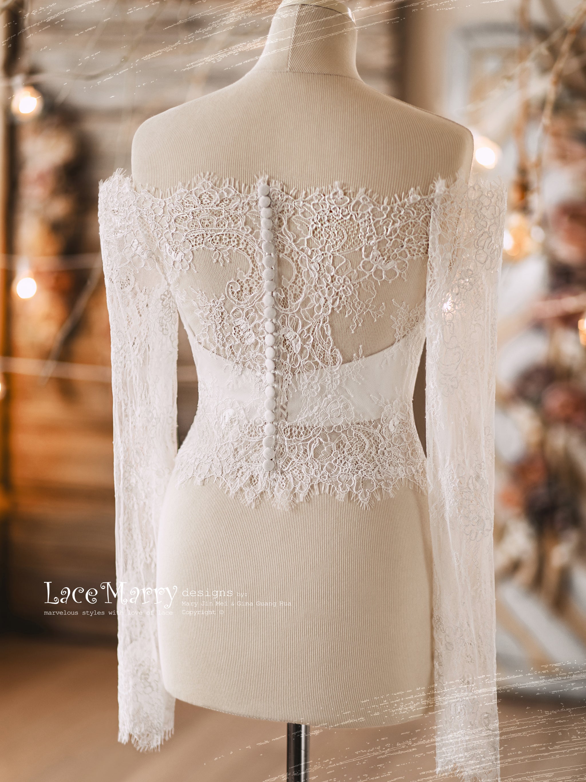 off shoulder wedding dress topper Wedding Dress Bolero Topper Jacket for Bride Appliques Lace Off Shoulder Custom